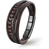 UNIQAL.de Lederarmband Lederarmband Herren "ARMARA" geflochten brown black elegant Rindsleder (Edelstahl, Echtleder, Casual Style, Handgefertigt)