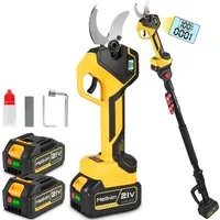 MELLWIN Akku-Astschere 2 in 1 Akku Astschere Teleskop 50mm Elektrische Gartenschere, mit 2x 3.0Ah Akkus Bürstenloser Astschneider für Garten Äste