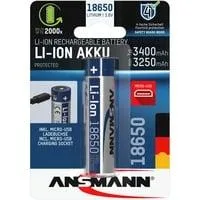 Li-Ion Akku 3.400 mAh, mit Micro-USB Ladebuchse 18650, 1 Stück