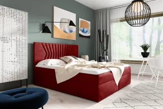 Boxspringbett Schlafzimmerbett 160x220cm LAZARO Nr.2 Rot inkl. Bettkasten