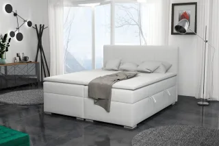 Boxspringbett Schlafzimmerbett LAURIN 160x200cm Kunstleder Soft Weiss