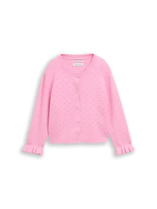 tom tailor kids - Ajour Cardigan mit Herzknöpfen lovely pink - Gr. - 116/122