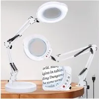 VIVIHEYDAY Lupenlampe 10X Lupe mit Licht und Ständer 2-in-1 LED Lupenleuchte, mit Klemme, & Standfuß, Vergrößerungs-Schreibtischlampe mit 5 Farbmodi Dimmbare, für Arbeit, Lesen,Nähen,Basteln,Senioren