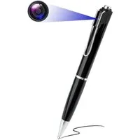 SpionProfi Überwachungskamera Kugelschreiber Kamera Spion Video Ton Bild Aufnahme Full HD 1080p (Innenbereich, Außenbereich, 1-tlg., Echter Kugelschreiber mit versteckte Full HD Kamera)