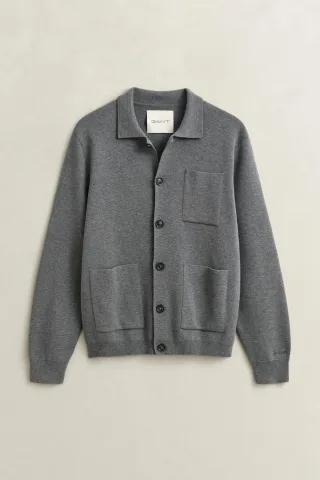 GANT - Milano Knit Strickjacke charcoal melange - Gr. - XXL