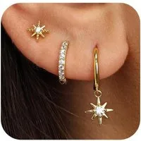 LuxusKollektion Schmuckset Ohrringe Silber 925 Set Damen 14K Vergoldet Creolen Ohrstecker