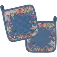 Clayre & Eef Topflappen Floral Fiesta, (2-tlg., 2-teilig), hitzebeständig wattiert Pfannen Untersetzer ca.20x20cm