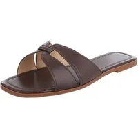 Ital-Design Damen Slip-On Sandale mit Kreuzriemen Pantolette (91970868) Blockabsatz Pantoletten in Braun