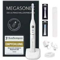Megasonex Ultraschallzahnbürste M8, Aufsteckbürsten: 2 St., Ultraschall-Zahnbürste mit Ladestation, 2 Bürstenköpfen & Reiseetui