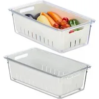 relaxdays Frischhaltedose Kühlschrank Organizer 2er Set, Kunststoff