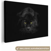 OneMillionCanvasses® Leinwandbild Panther - Tiere - Schwarz - Augen, Fotodruck (1 St), Leinwand Canvas Wandbild, Wanddekoration 20x30 cm