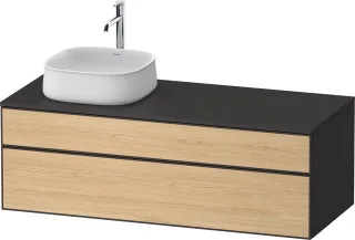 Duravit Zencha Konsolenwaschtischunterbau wandhängend Natur Eiche & Graphit Matt & Supermatt 1300x55 ZE4822L30800000
