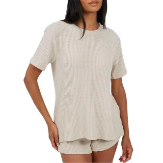 Brave Soul - Loungewear Set für Damen, Waffelstrick, kurzärmlig (Natürlich)