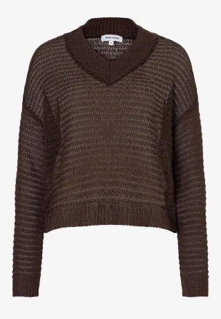 MORE & MORE - Ajour Pullover braun - Gr. - 44