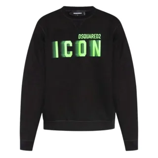 Dsquared2 Icon Blurred Lime Logo Rundhalspullover Schwarz
