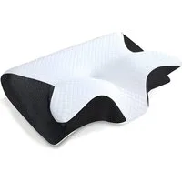 Athlix Nackenkissen Memory-Schaum Kissen für Nacken und Hals, orthopädisch, ergonomisch, Gegen Nackenschmerzen, Gezielte Druckentlastung