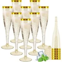 LuxusKollektion Sektglas Sektgläser Plastik 60 Stück Champagner Gläser 150ml Goldene Kante