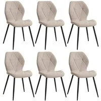 LuxusKollektion Esszimmerstuhl Esszimmerstühle 6er Set gepolstert Metallbeine Beige 6er set