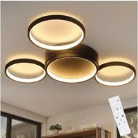 ZMH LED Deckenleuchte Modern 4 Flammig Ring Fernbedienung Schlafzimmer, LED fest integriert, warmweiß-kaltweiß, warmweiß-kaltweiß