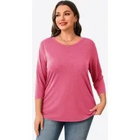 Imily Bela Oversize-Shirt Damen 3/4-Ärmel Runhals Loose Fit Basic Casual Tunika (Packung, 1-tlg., 1per-Packi) in Unifarbe