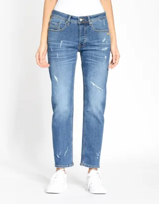 GANG Damen Jeans 94NICA CROPPED - boyfriend fit Jeans rocky midblue
