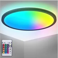 B.K.Licht LED Deckenleuchte BK_PL1554 RGBW Deckenlampe, LED Panel, mit Farbwechsel, Dimmbar, RGB, LED fest integriert, Neutralweiß, Ultraflach, mit Backlight, mit Fernbedienung, Schwarz, 42x30 cm (DxH)
