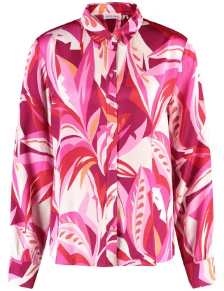 GERRY WEBER Collection - Satinierte Bluse mit floralem Dessin pink/rot - Gr. - 38