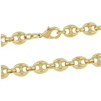 Tony Fein Kette ohne Anhänger Kaffeebohnenkette 8 mm 585er Vergoldet, Made in Italy für Damen und Herren