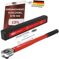 FAMEX Drehmomentschlüssel 10877 Drehmoment Schlüssel 3/8 Zoll (auf ±3% kalibriert, Auto), mit Kalibrierschein, 5-70 Nm, Motorrad