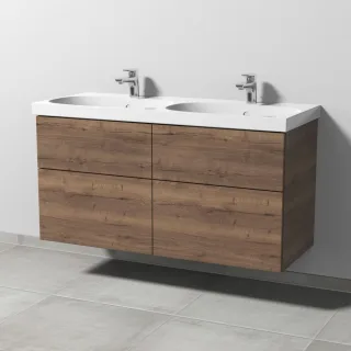 Sanipa 3way Waschtischunterbau zu Geberit Acanto Waschtisch mit 4 Auszügen, Eiche-Tabak SM42050
