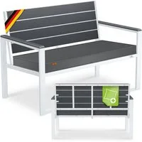 KESSER Gartenbank 2-Sitzer Balkonbank in Holzoptik bis 300 kg belastbar (Parkbank inkl. abnehmbarem & waschbarem Sitzpolster & Montagezubehör), UV-beständige Sitzbank für Garten, Terrasse & Balkon