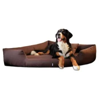 Tierlando ® TRIVIA | Orthopädisches Eckhundebett Polyester Hundebett Dreieckbett braun 1 m, 25 cm, 1 m