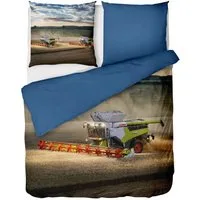 LINKHOFF Bettwäsche CLAAS Bettwäsche 135x200 + 80x80 cm 2tlg. – Mähdrescher LEXION, 100% Baumwolle – Renforcé Kinderbettwäsche mit Reißverschluss