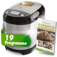 Nutrilovers Brotbackautomat NUTRI-BREAD MAKER Brotbackautomat Edelstahl 19 Programme, 3 Brotgrößen, 19 Programme, 650 W, Edelstahlgehäuse, 3 Brotgrößen, 19 Programme, Timer