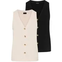 Laura Scott Tanktop (2er-Pack) mit modischer Knopfleiste