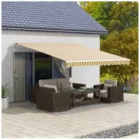 Outsunny Markise mit Handkurbel (Sonnenschutz, 1-St., Gelenkarmmarkise) Gelb Grau Alu Polyester
