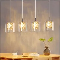 ZMH Pendelleuchte Esszimmer 3/4/5 Flammig zilver Vintage Hängeleuchte Modern G9 Küche, Einfache Installation, ohne Leuchtmittel, 120CM Höhenverstellbar Retro Hotel Esszimmerlampe