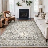 GENIMO Teppich Wohnzimmer Teppich, Boho, Kurzflor, waschbar, rutschfest, rechteckig, 60x90cm, orange