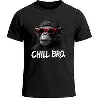 MoonWorks Print-Shirt Herren T-Shirt Chill Bro Tiermotive Lustig Schimpanse Capybara mit Print