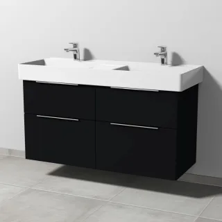 Sanipa 3way Waschtischunterbau zu Duravit Dura Square Waschtisch mit 4 Auszügen, Schwarz-Matt UF42208