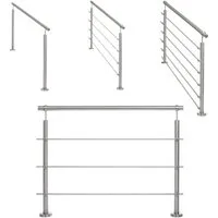StahlFux Treppengeländer Balkon Geländer Edelstahlgeländer, 80 cm Länge, 90 cm Höhe, mit 5 Pfosten, Spar-Set, einfache Montage, wählbare Querstreben-Anzahl, Pfostenhöhen und Handlaufoptionen