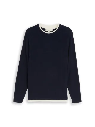 Denim Tom Tailor - Strickpullover im 2-in-1-Look sky captain blue - Gr. - XL
