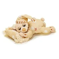 Euro Souvenirs Kuscheltier Schnarchbär beige 20 cm liegend Plüschteddybär (Plüschtier, Stofftier, Teddy, Stoffbär)