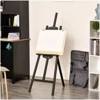 HOMCOM Staffelei Sitz- und Standstaffelei, Schwarz 51,5 x 71,5 x 134,5 cm