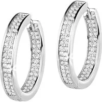 Firetti Paar Creolen Schmuck Geschenk Silber 925 Ohrschmuck Ohrringe, Made in Germany - mit Zirkonia (synth)