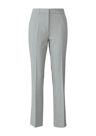 s.Oliver BLACK LABEL - Anzughose aus Piqué mit High-Rise-Bund grau - Gr. - 42