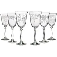 Crystalex Rotweinglas Royal mit unterschiedlichen Ornamenten 350 ml, 6-tlg., Kristallglas, 6 Gläser mit verschiedenen Ornamenten, Pantografie