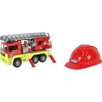 Feuerwehrfahrzeug mit Drehleiter, Licht- und Soundmodul und Spielhelm, Modellfahrzeug