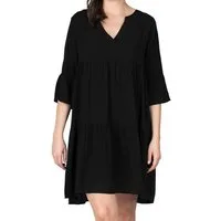 DENIMFY Sommerkleid Damen Kleid DFFrida A-Linie 3/4 Arm Freizeitkleid mit V-Ausschnitt aus 100% Viskose