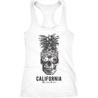 Neverless Tanktop Cooles Damen Tank-Top Pineapple Skull Sonnenbrille Ananas Totenkopf